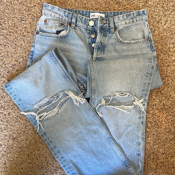 Zara Denim - Zara Light Wash Ripped Jeans